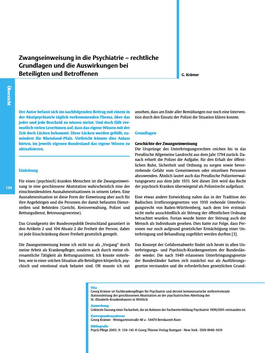 Vorschauseite 1: Zwangseinweisung in die Psychiatrie - rechtliche Grundlagen und die Auswirkungen bei Beteiligten und Betroffenen