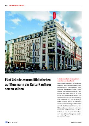 Vorschauseite 1: Fünf Gründe, warum Bibliotheken auf Dussmann das KulturKaufhaus setzen sollten