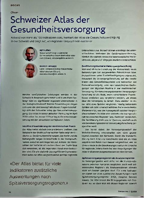 Vorschauseite 1: Schweizer Atlas der Gesundheitsversorgung