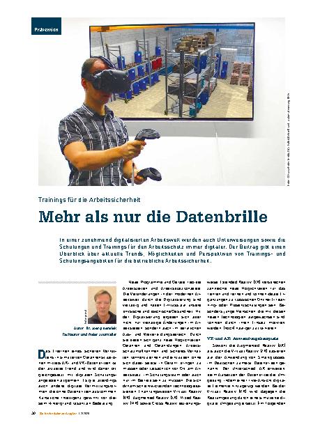 Vorschauseite 1: Trainings für die Arbeitssicherheit Mehr als nur die Datenbrille