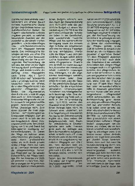 Vorschauseite 5: Pflegegeld bei einer bereits gewährten "24-Stunden-Pflege" bzw. "24-Stunden-Assistenz"