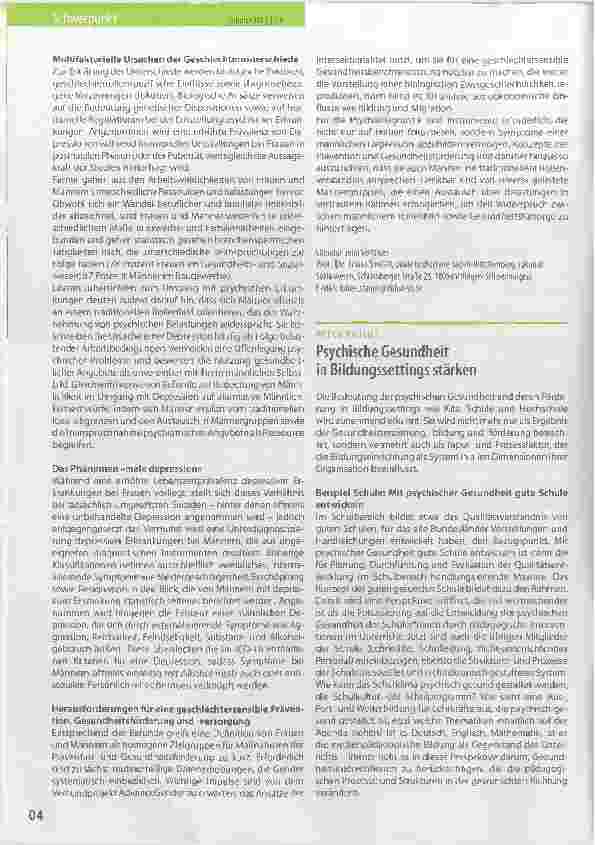 Vorschauseite 1: Psychische Gesundheit in Bildungssettings stärken
