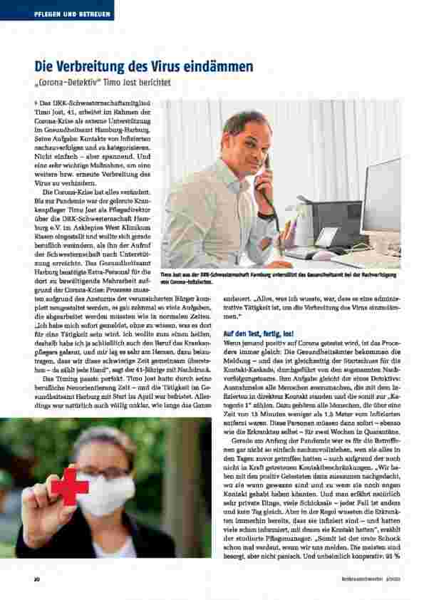 Vorschauseite 1: Die Verbreitung des Virus eindämmen: „Corona-Detektiv" Timo Jost berichtet.