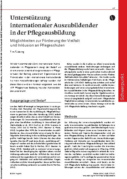Vorschauseite 1: Unterstützung internationaler Auszubildender in der Pflegeausbildung