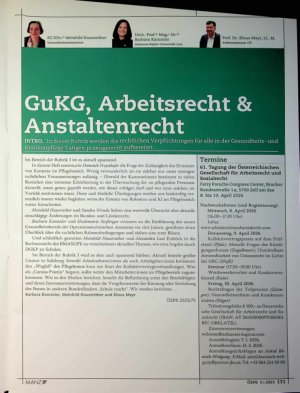 Vorschauseite 1: Aktuelles und Wichtiges aus dem Berufsrecht