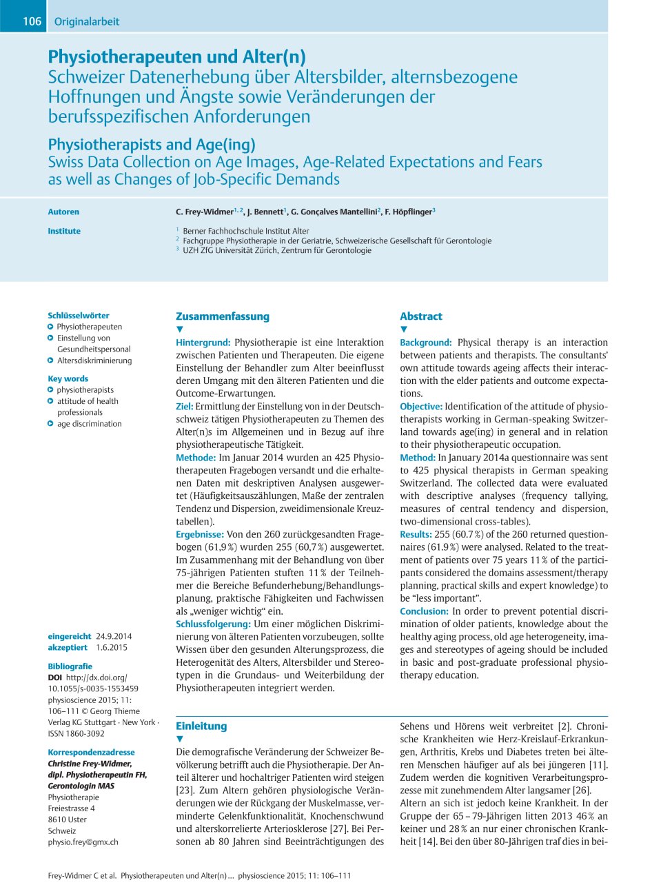 Vorschauseite 1: Physiotherapeuten und Alter(n)