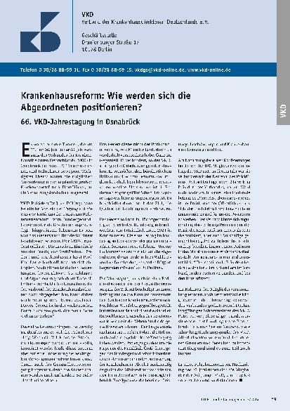 Vorschauseite 1: Krankenhausreform: Wie werden sich die Abgeordneten positionieren?