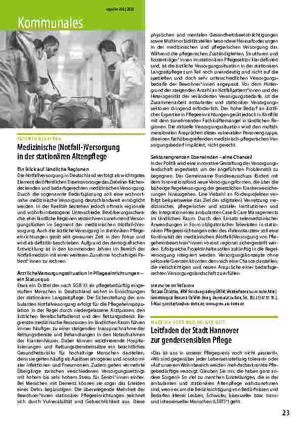 Vorschauseite 1: Medizinische (Notfall-)Versorgung in der stationären Altenpflege