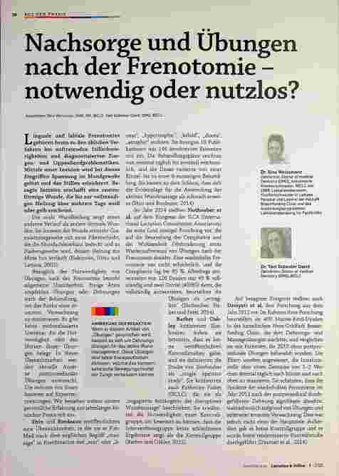 Vorschauseite 1: Nachsorge und Übungen nach der Frenotomie - notwendig oder nutzlos?