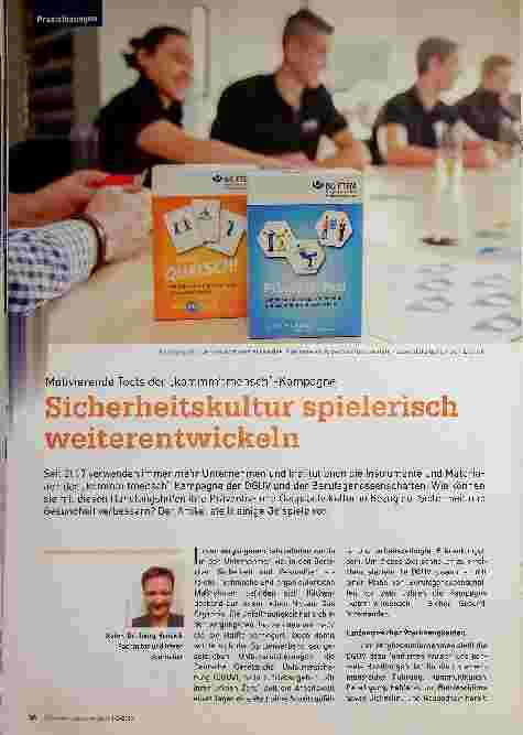 Vorschauseite 1: Motivierende Tools der „kommmitmensch"-Kampagne: Sicherheitskultur spielerisch weiterentwickeln.