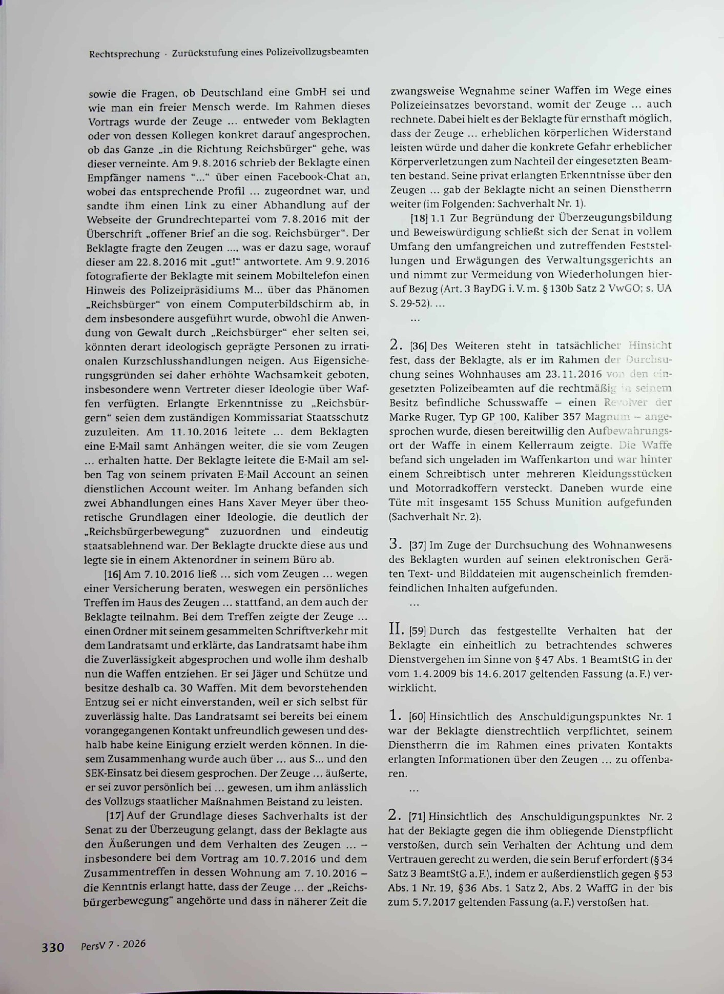 Vorschauseite 2: Zurückstufung eines Polizeivollzugsbeamten