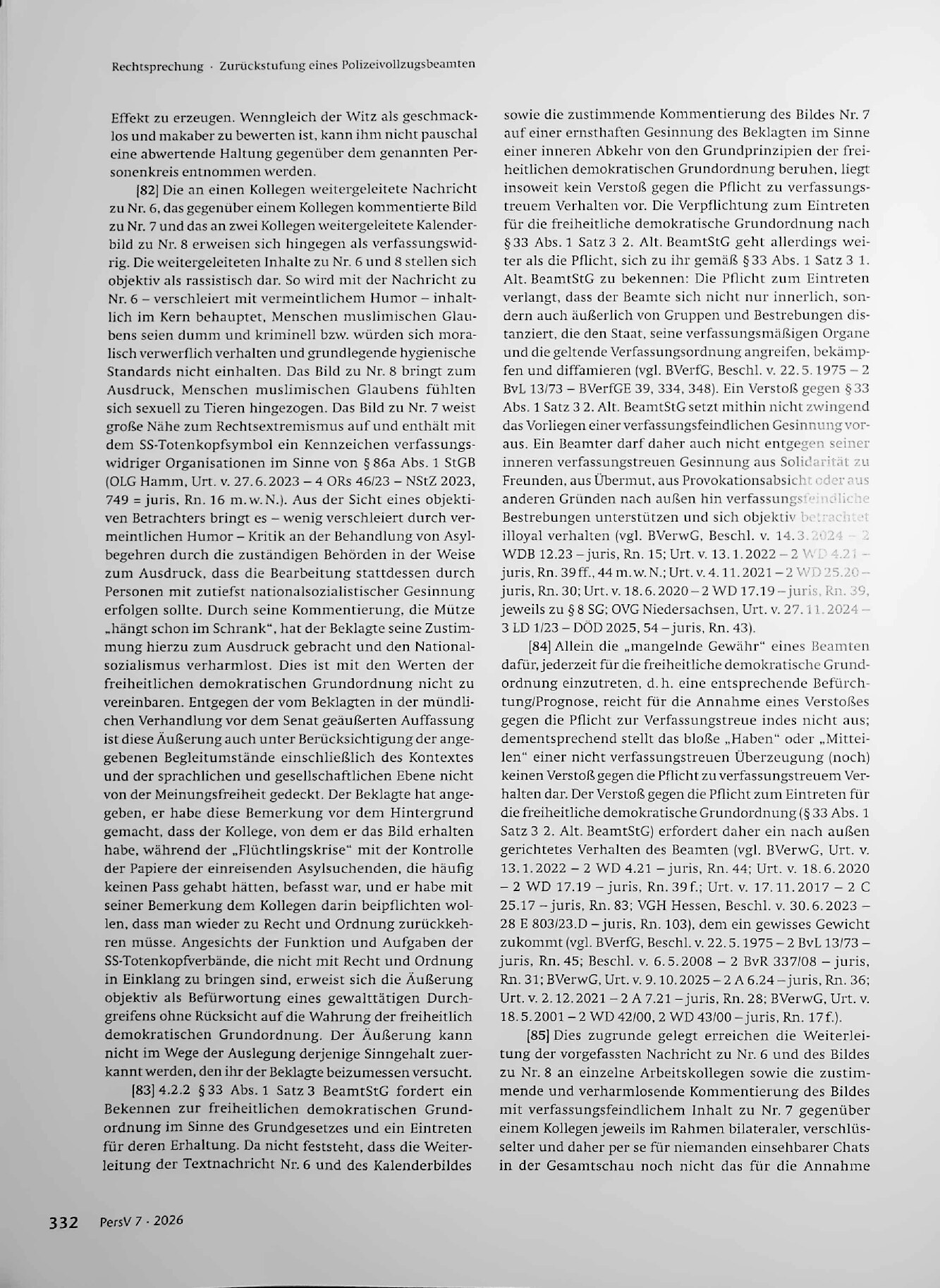 Vorschauseite 4: Zurückstufung eines Polizeivollzugsbeamten