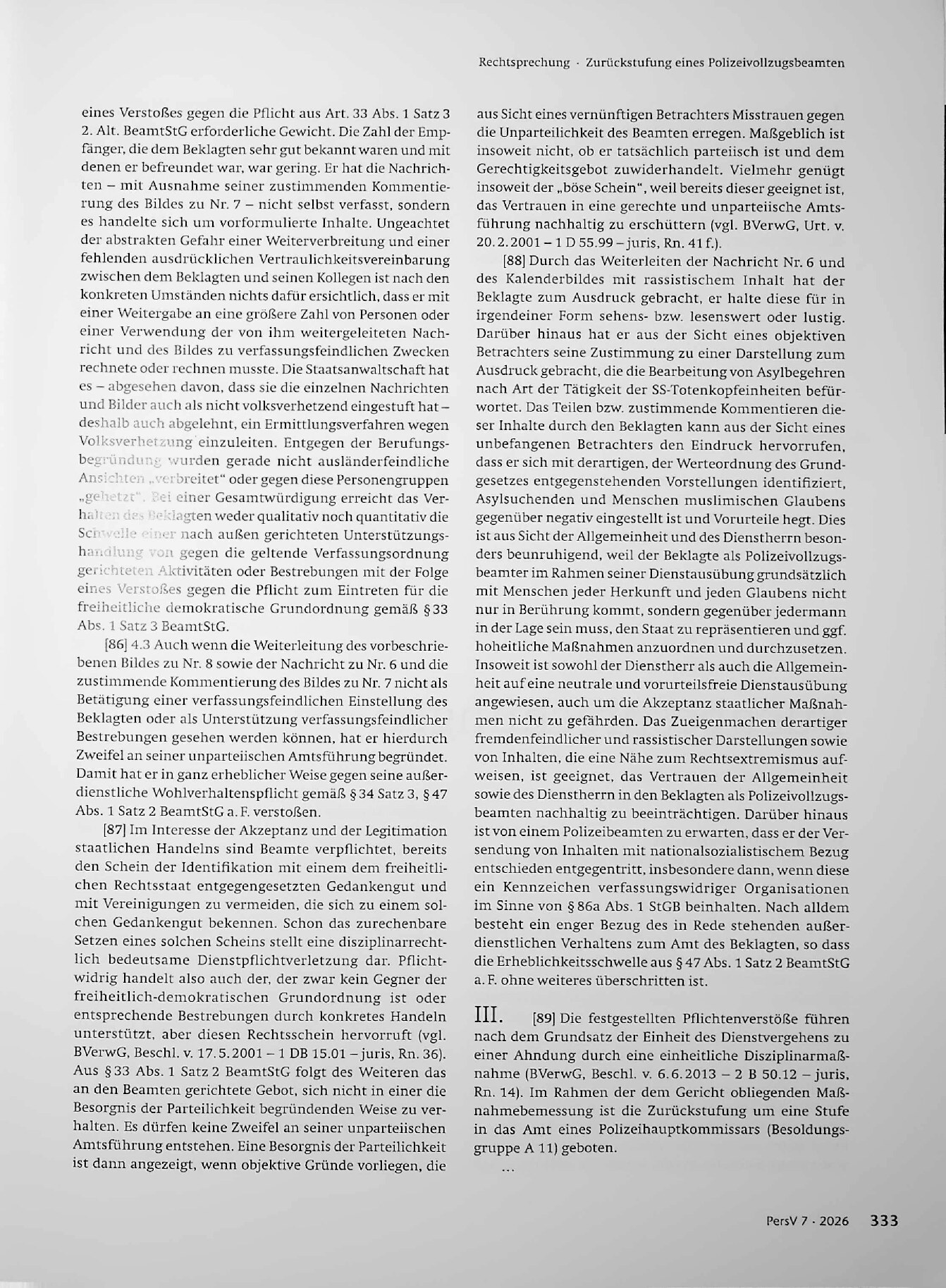 Vorschauseite 5: Zurückstufung eines Polizeivollzugsbeamten