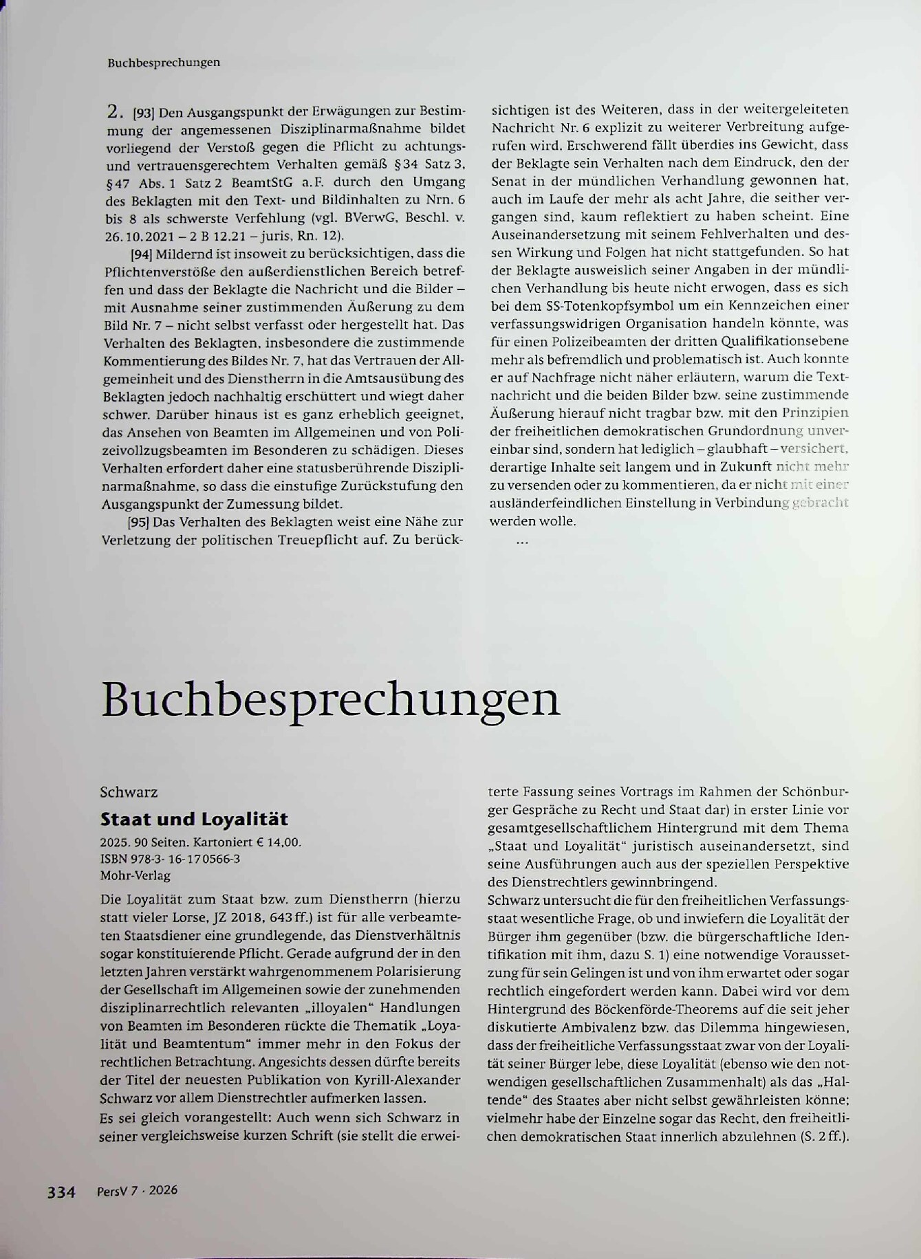 Vorschauseite 6: Zurückstufung eines Polizeivollzugsbeamten