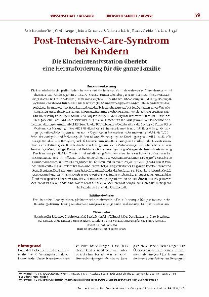 Vorschauseite 1: Post-Intensive-Care-Syndrom bei Kindern: Die Kinderintensivstation überlebt – eine Herausforderung für die ganze Familie