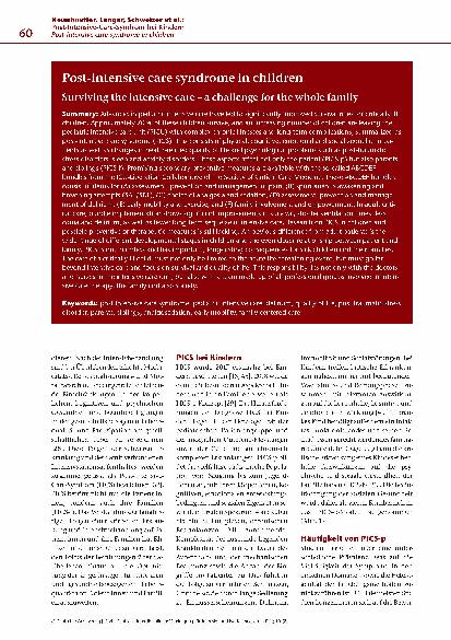 Vorschauseite 2: Post-Intensive-Care-Syndrom bei Kindern: Die Kinderintensivstation überlebt – eine Herausforderung für die ganze Familie