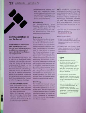 Vorschauseite 1: Vertrauensschutz in der Probezeit