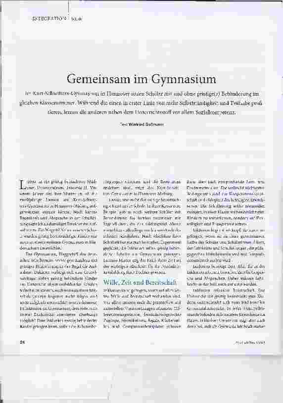 Vorschauseite 1: Gemeinsam im Gymnasium