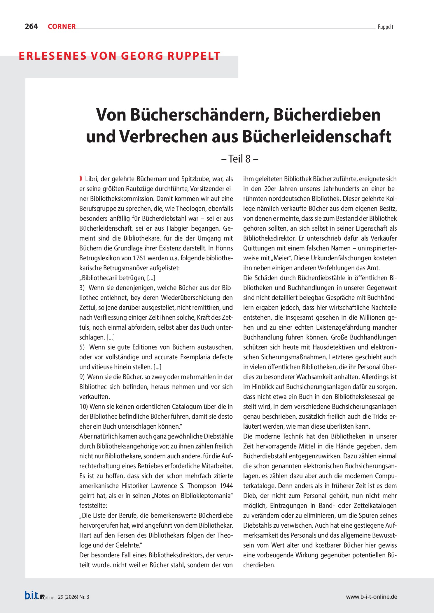 Vorschauseite 1: Von Bücherschändern, Bücherdieben und Verbrechen aus Bücherleidenschaft – Teil 8