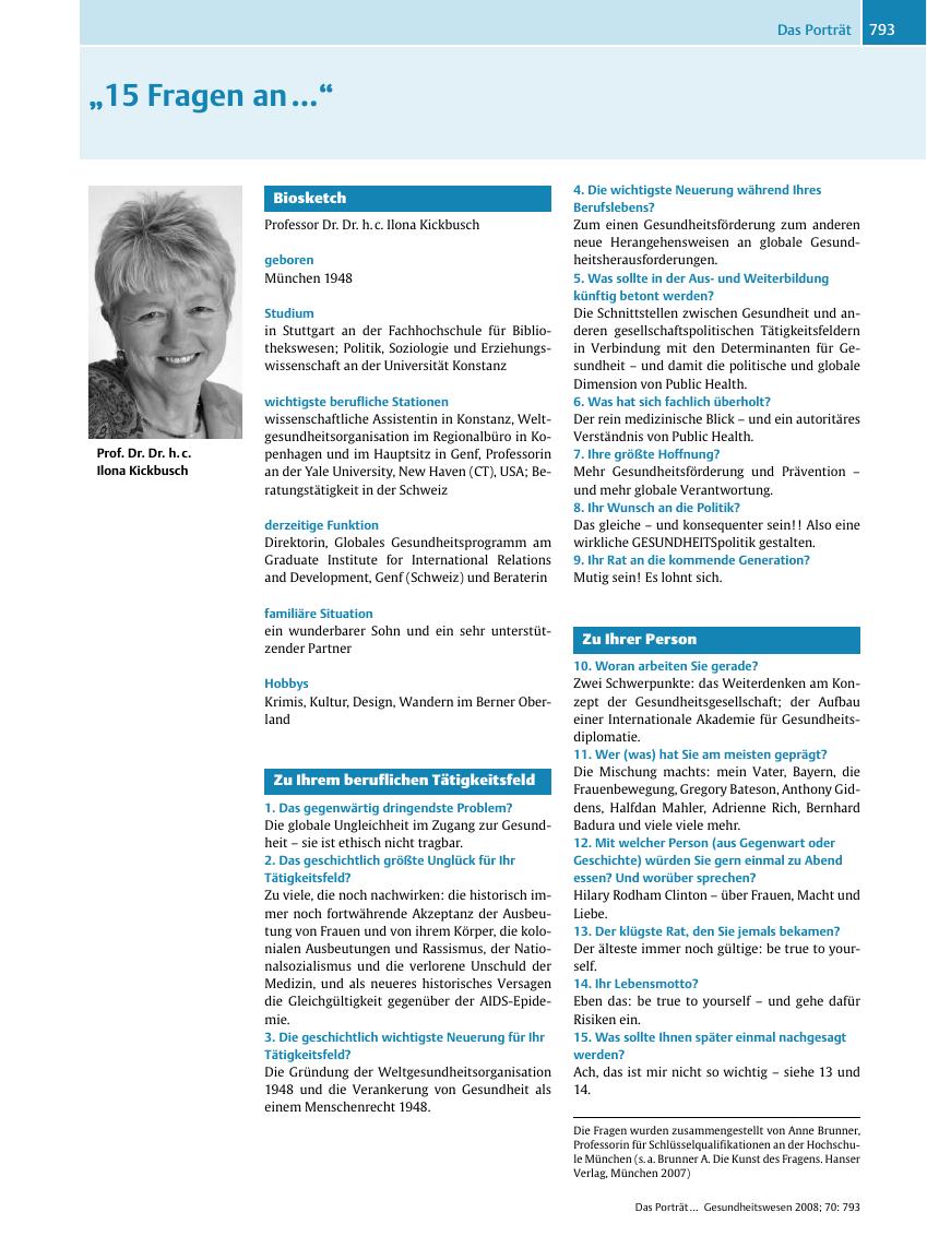 Vorschauseite 1: „15 Fragen an …”