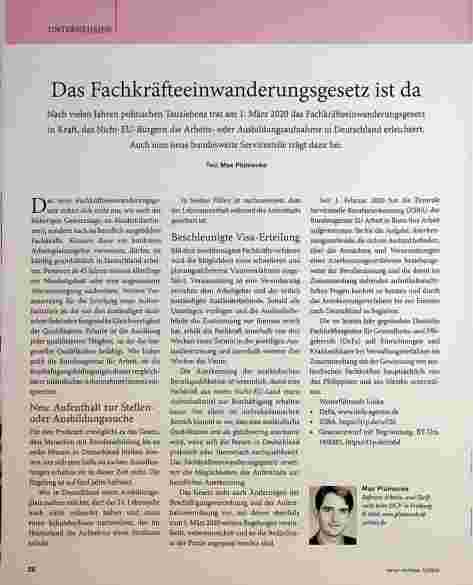 Vorschauseite 1: Das Fachkräfteeinwanderungsgesetz ist da.