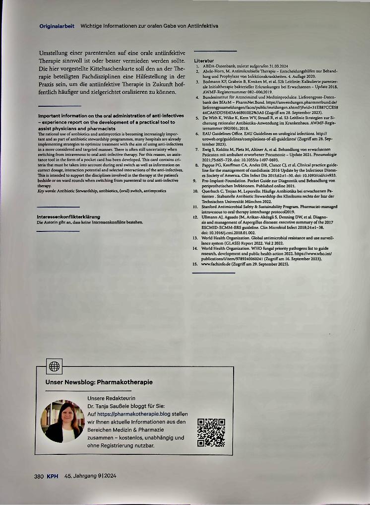 Vorschauseite 6: Wichtige Informationen zur oralen Gabe von Antiinfektiva