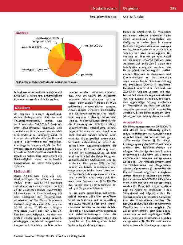 Vorschauseite 5: Gesundheitsschutz und persönliche Sicherheit am Arbeitsplatz während der SARS-CoV-2-Pandemie. Eine deutschlandweite Erhebung im Notarztund Rettungsdienst.