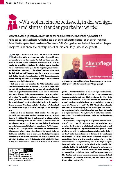 Vorschauseite 1: »Wir wollen eine Arbeitswelt, in der weniger und sinnstiftender gearbeitet wird«