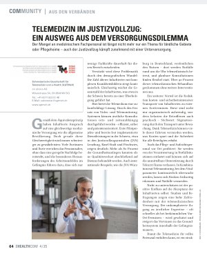 Vorschauseite 1: Telemedizin im Justizvollzug: Ein Ausweg aus dem Versorgungsdilemma
