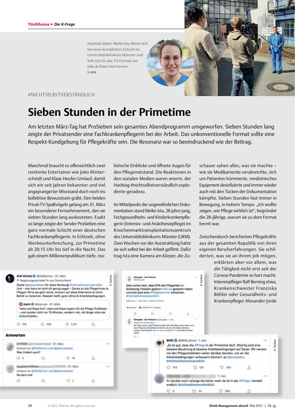 Vorschauseite 1: #nichtselbstverständlich: Sieben Stunden in der Primetime