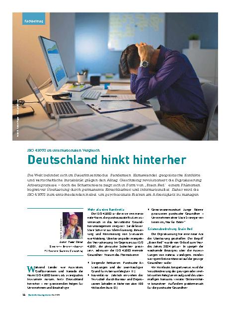 Vorschauseite 1: ISO 45003 im internationalen Vergleich Deutschland hinkt hinterher