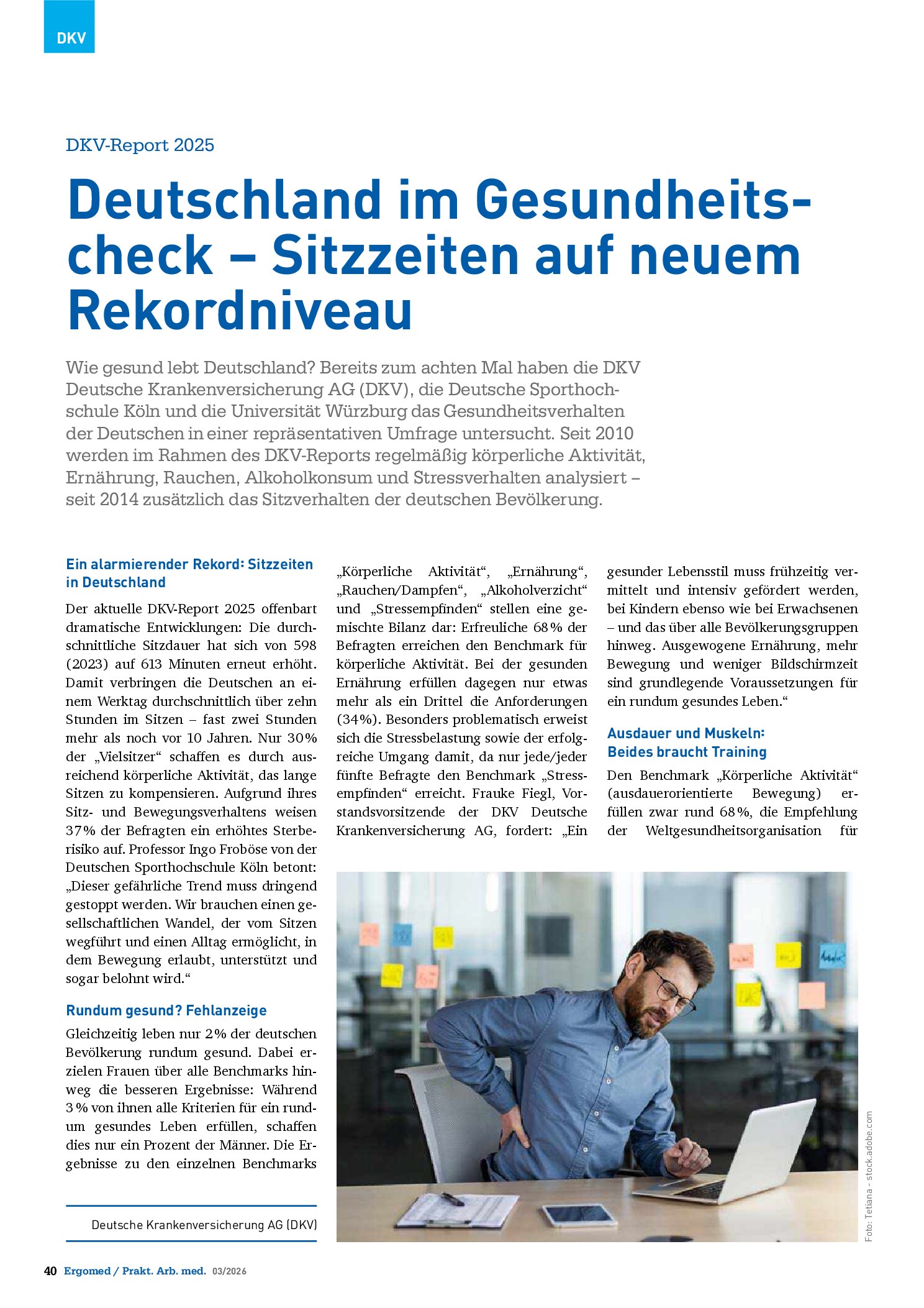 Vorschauseite 1: Deutschland im Gesundheitscheck: Sitzzeiten auf neuem Rekordniveau