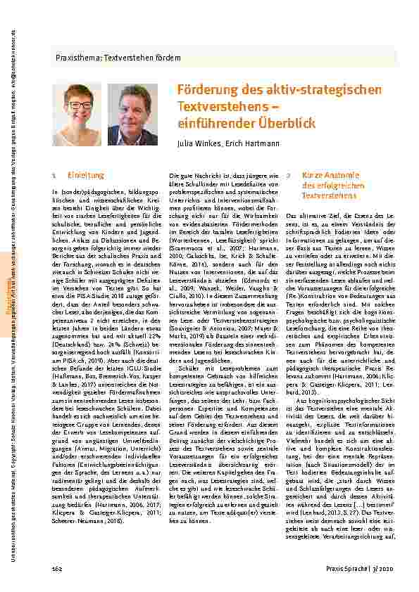 Vorschauseite 1: Förderung des aktiv-strategischen Textverstehens – einführender Überblick