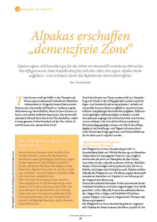 Vorschauseite 1: Alpakas erschaffen „demenzfreie Zone“.