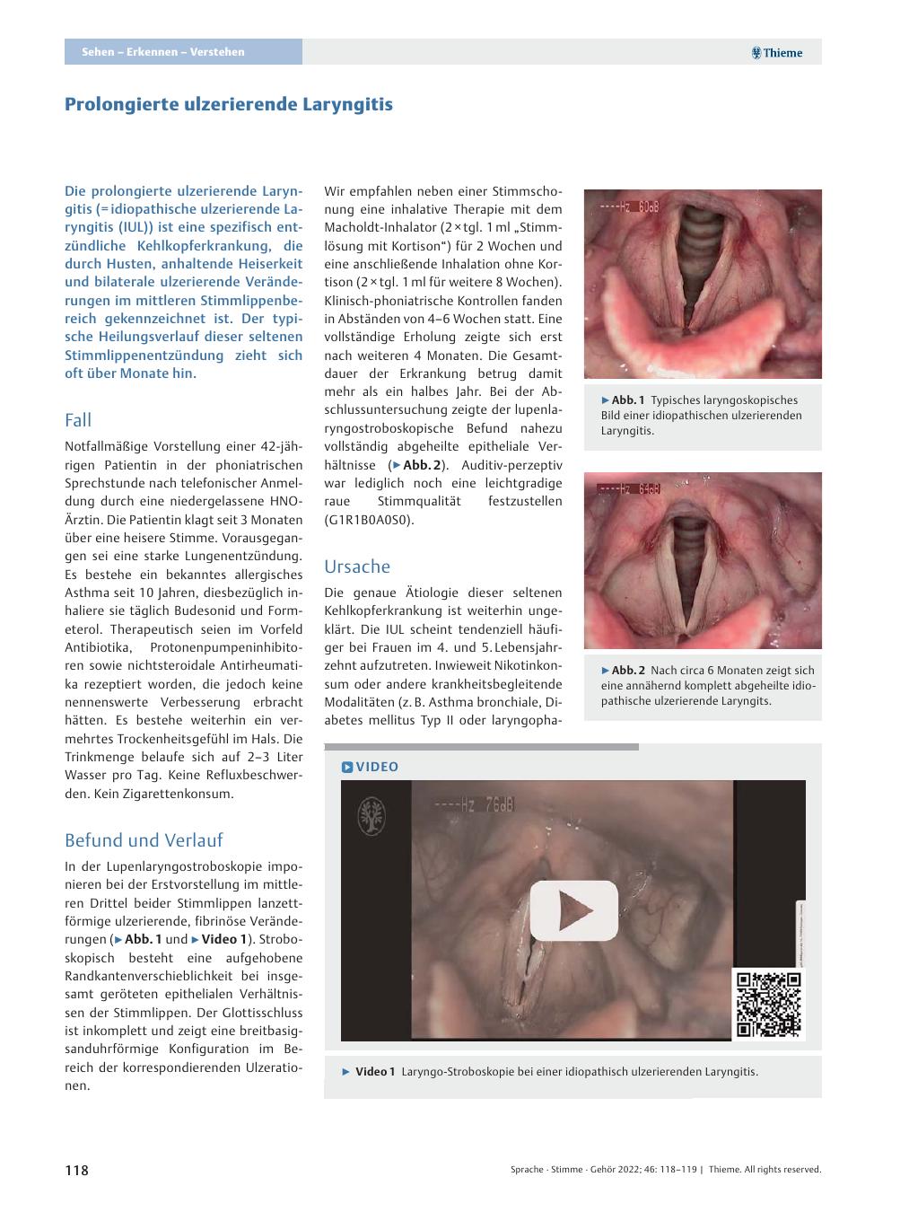 Vorschauseite 1: Prolongierte ulzerierende Laryngitis