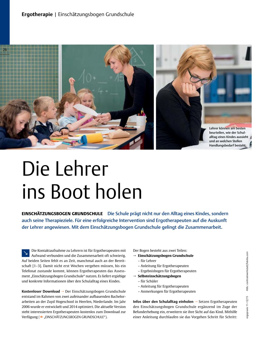 Vorschauseite 1: Die Lehrer ins Boot holen ? Einschätzungsbogen Grundschule
