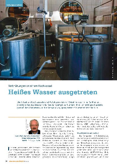 Vorschauseite 1: Verbrühungen an einem Kochkessel. Heißes Wasser ausgetreten.