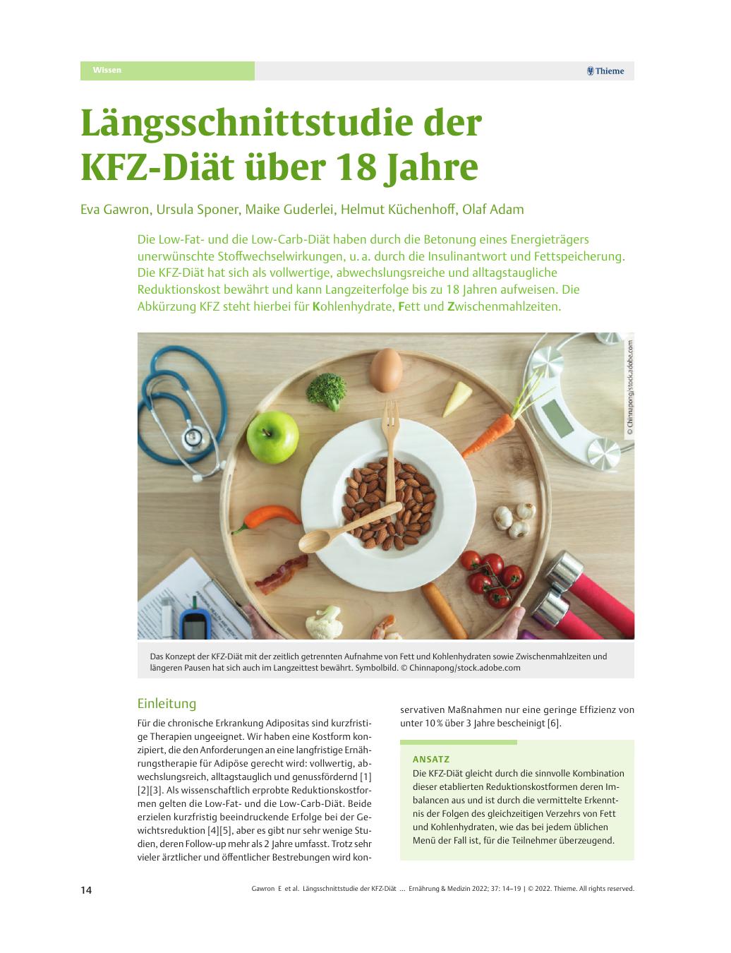Vorschauseite 1: Längsschnittstudie der KFZ-Diät über 18 Jahre
