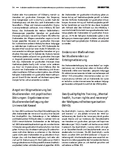 Vorschauseite 2: Entstigmatisierung von psychischen Störungen in der Hochschullehre