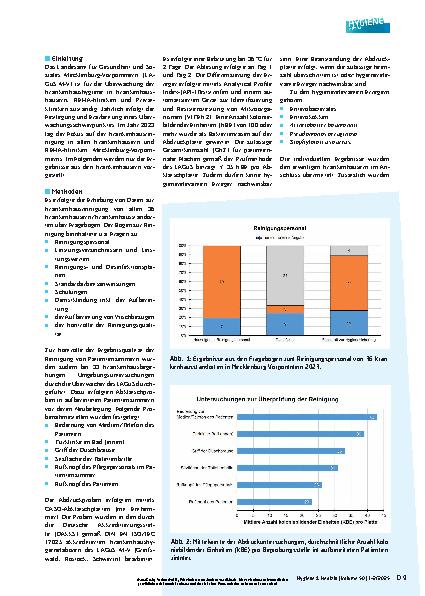 Vorschauseite 2: Auswertung der behördlichen Begehungen der Überwachung der Krankenhausreinigung