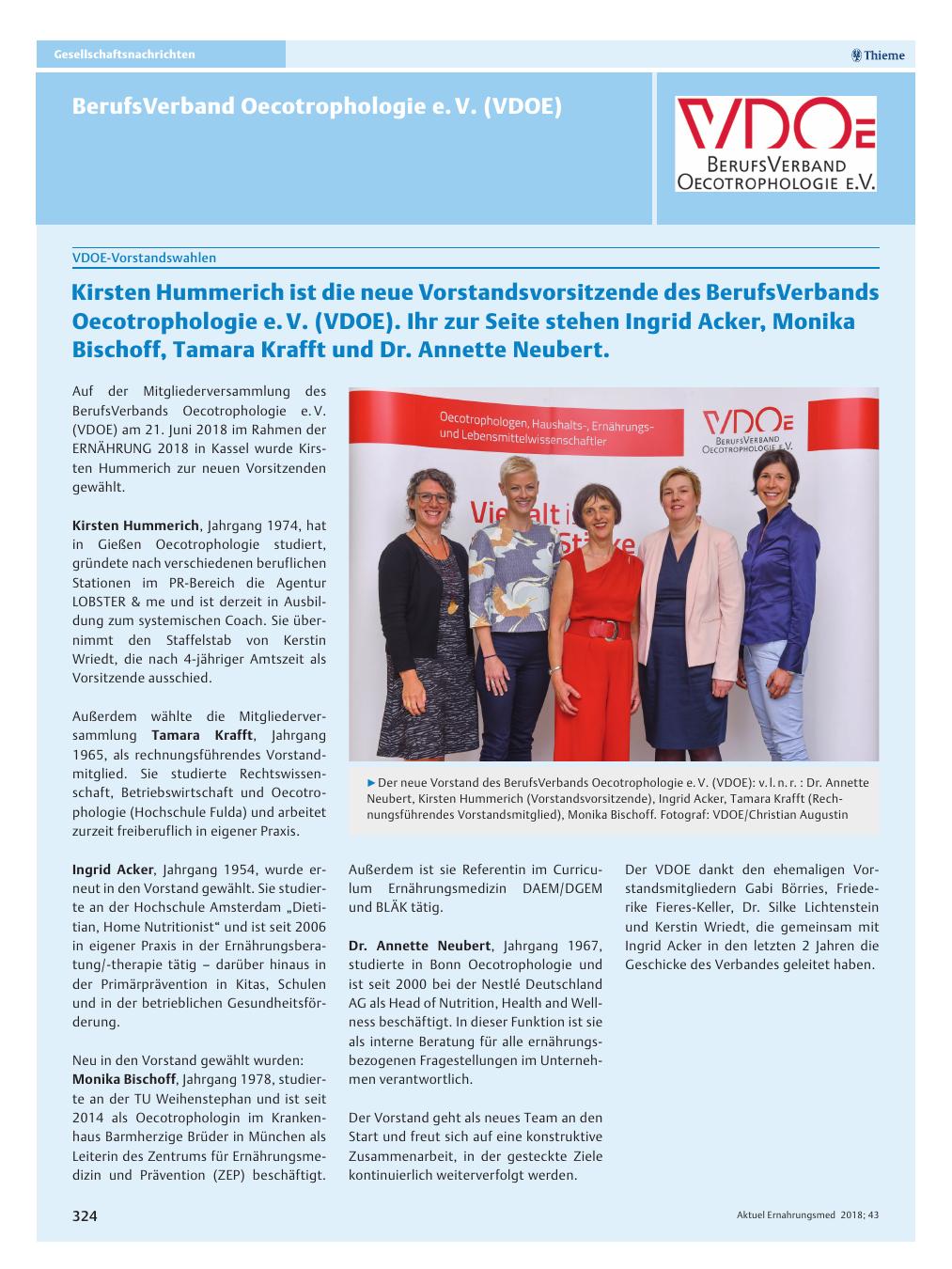 Vorschauseite 1: BerufsVerband Oecotrophologie e. V. (VDOE)