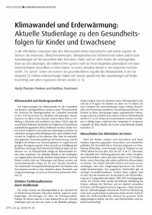 Vorschauseite 1: Klimawandel und Erderwärmung: Aktuelle Studienlage zu den Gesundheitsfolgen für Kinder und Erwachsene