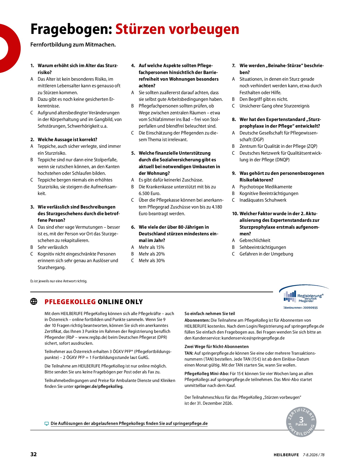 Vorschauseite 5: Risiken minimieren – Stürze vermeiden