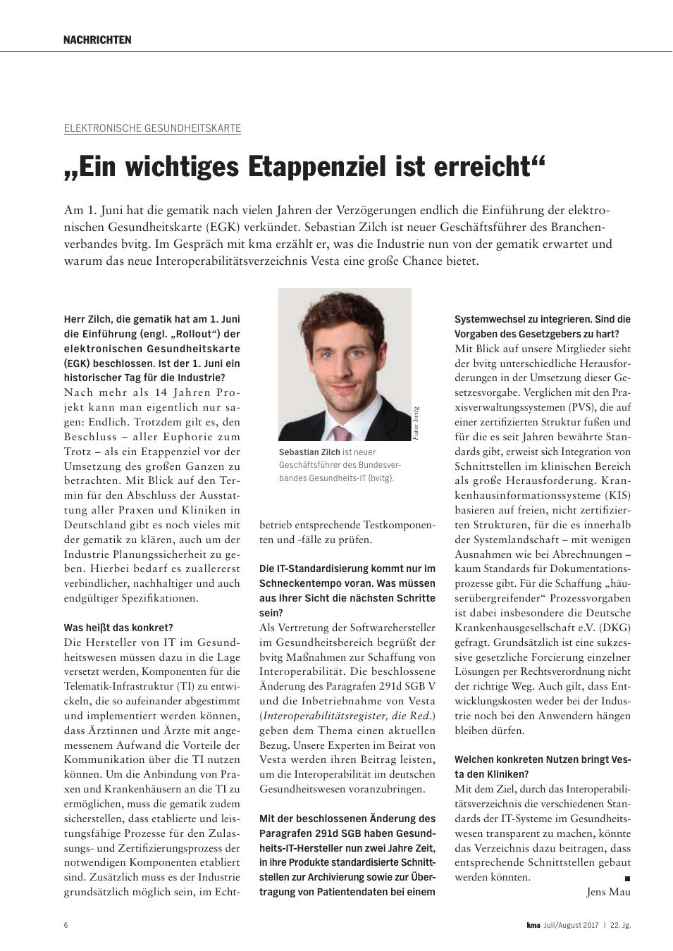 Vorschauseite 1: Elektronische Gesundheitskarte: ?Ein wichtiges Etappenziel ist erreicht?