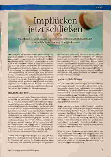 Vorschauseite 1: Impflücken jetzt schließen.