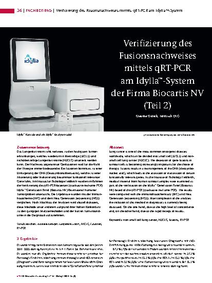 Vorschauseite 1: Verifizierung des Fusionsnachweises mittels qRT-PCR am Idylla™-System der Firma Biocartis NV (Teil 2)