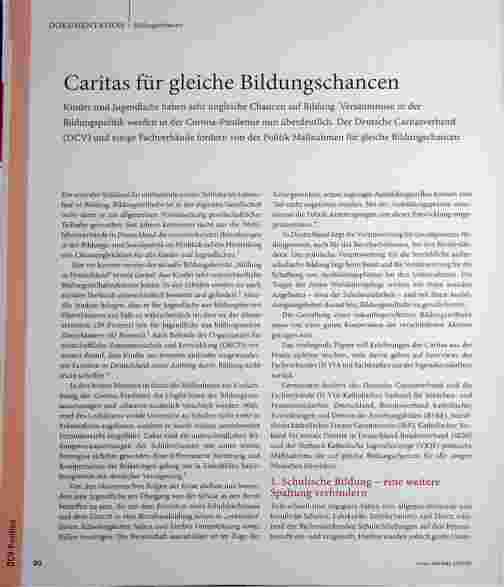 Vorschauseite 1: Caritas für gleiche Bildungschancen
