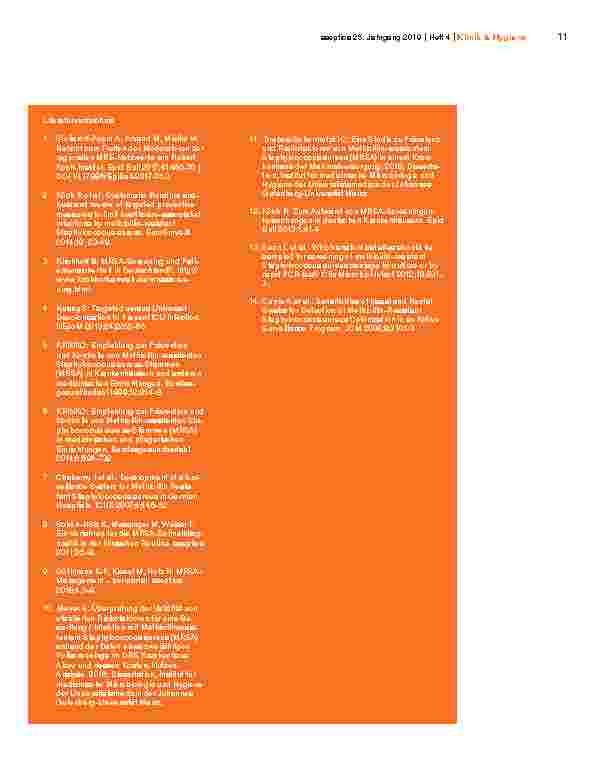 Vorschauseite 6: Evaluation eines MRSA-Vollscreenings in einer deutschen Schwerpunktklinik