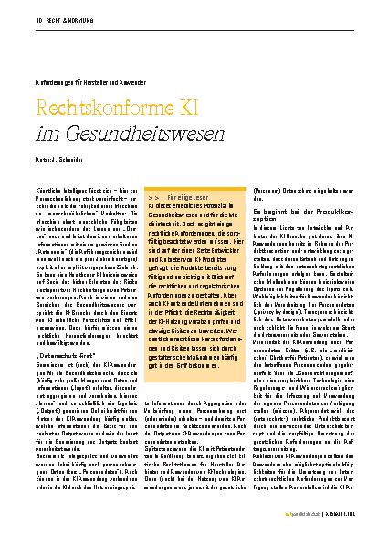 Vorschauseite 1: Rechtskonforme KI im Gesundheitswesen
