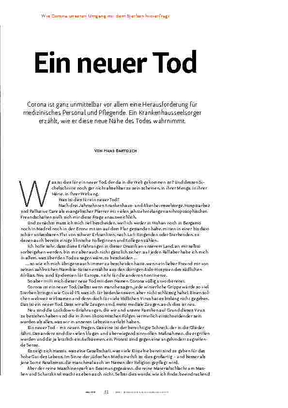 Vorschauseite 2: Wie Corona unseren Umgang mit dem Sterben hinterfragt: Ein neuer Tod